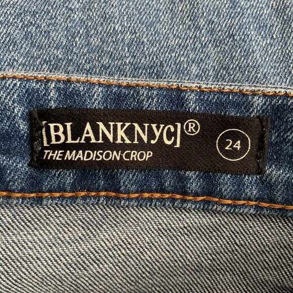 Blank NYC Jeans Blue Distressed The Madison Crop High Rise 24 - Picture 4 of 9
